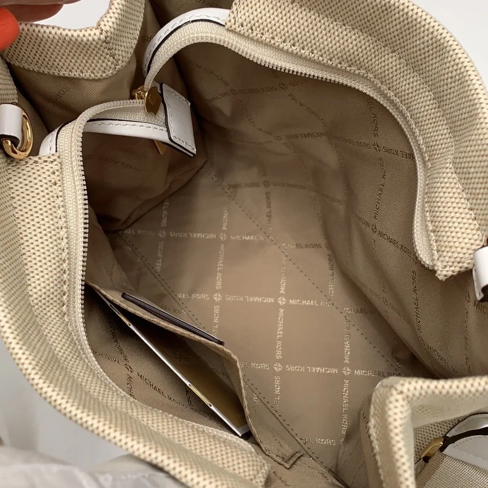 Michael Kors Mirella Small Shopper Top Zip Crossbody Bag Optic White MK NWT - Picture 11 of 16
